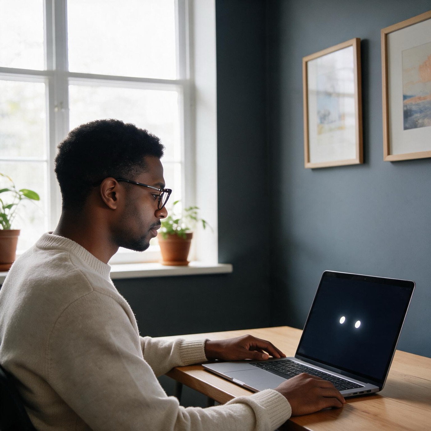 Adult in an online EMDR session in Cape Town, following bilateral stimulation on screen